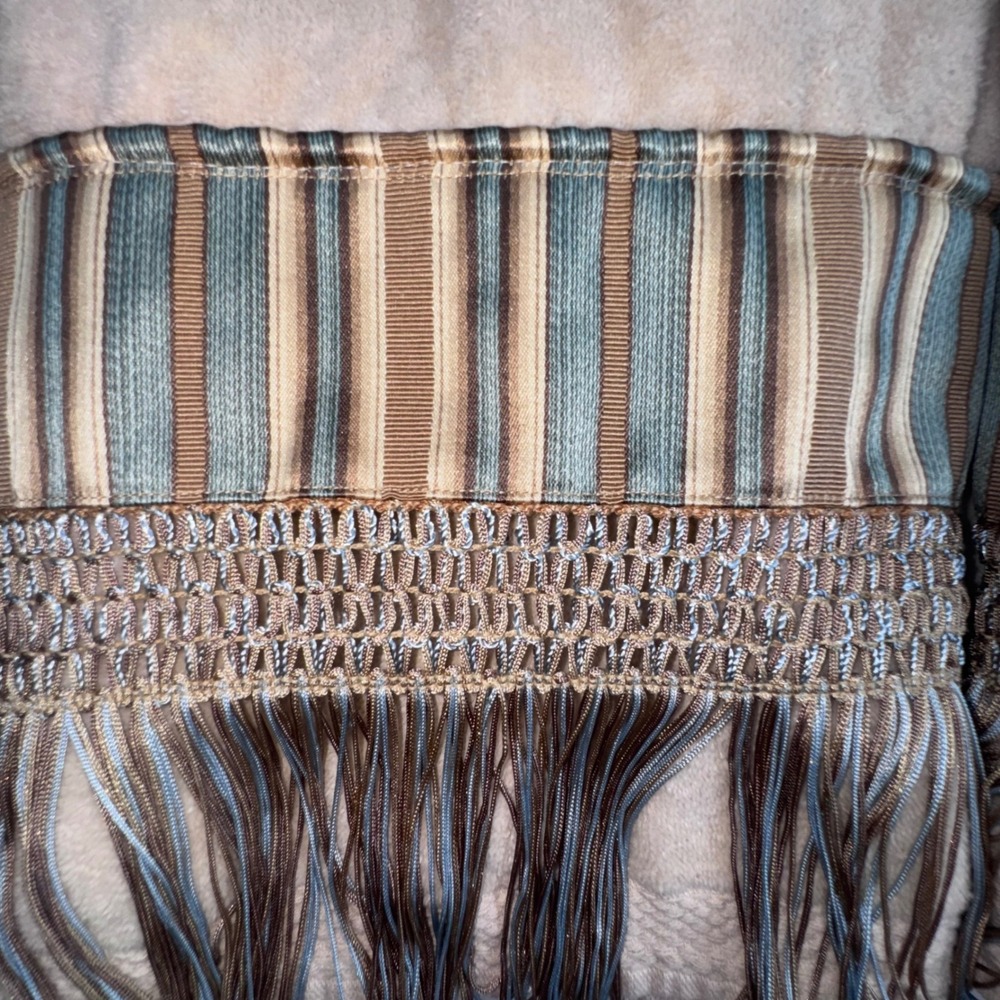 Avanti Linens Hand Towels Unisex OS Beige Striped Fringe Border Set of 2 Cotton - Picture 2 of 4
